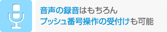 音声の録音はもちろんプッシュ番号に受付けも可能